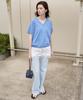 Leuba Fresh Cotton V-Neck Knit - Harbor Blue