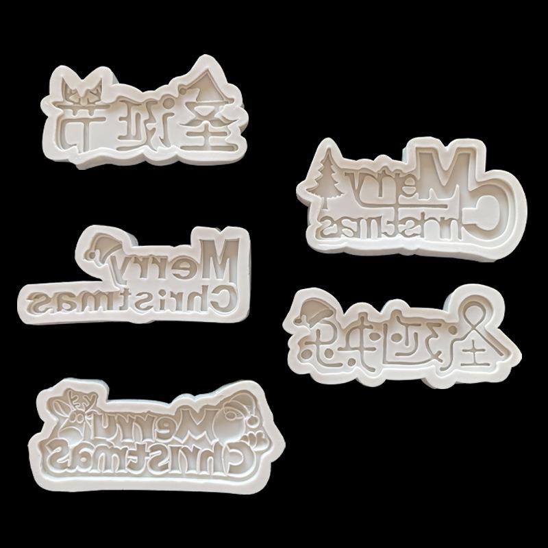 Multi-Language Merry Christmas Silicone Molds for Fondant, Cake, Chocolate & Clay
