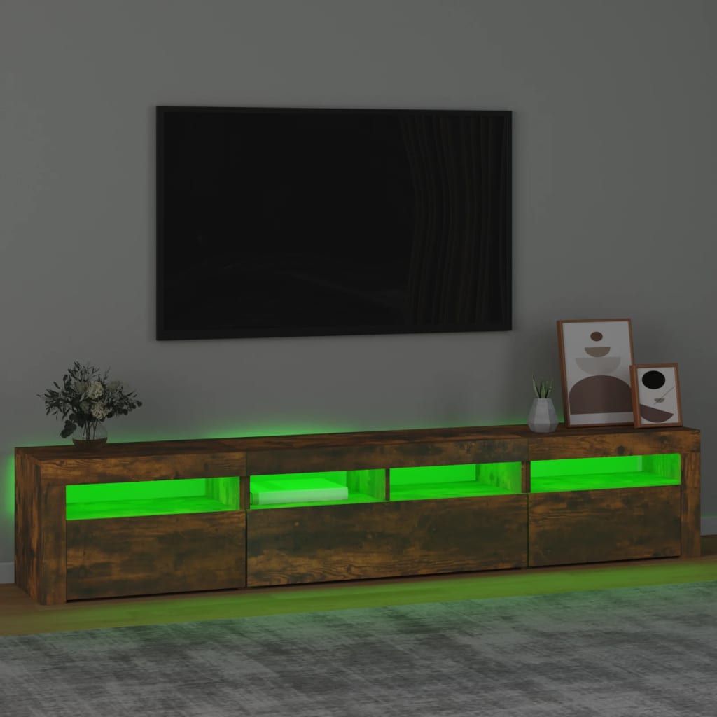 Vidaxl Szafka Pod Tv Z Oświetleniem Led, Przydymiony Dąb, 210X35X40 Cm