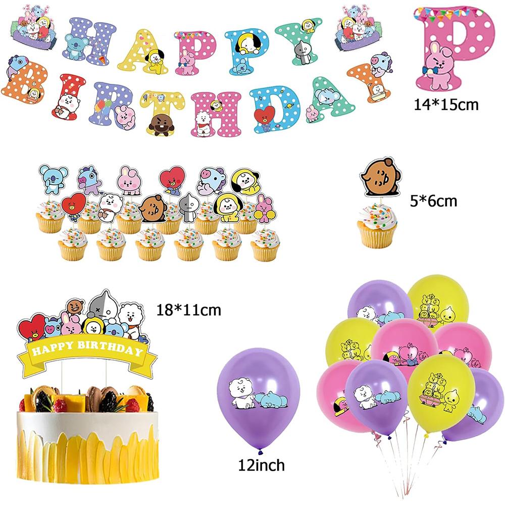 32ks BTS Party Supplies Set Obsahuje Banner Toppery na Dort Balónky pro Fandy