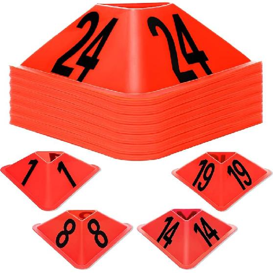Cindeer 24 Pack Sports Cones with Numbered Soccer Plastic Traffic Cones Modern Sport Training Marker