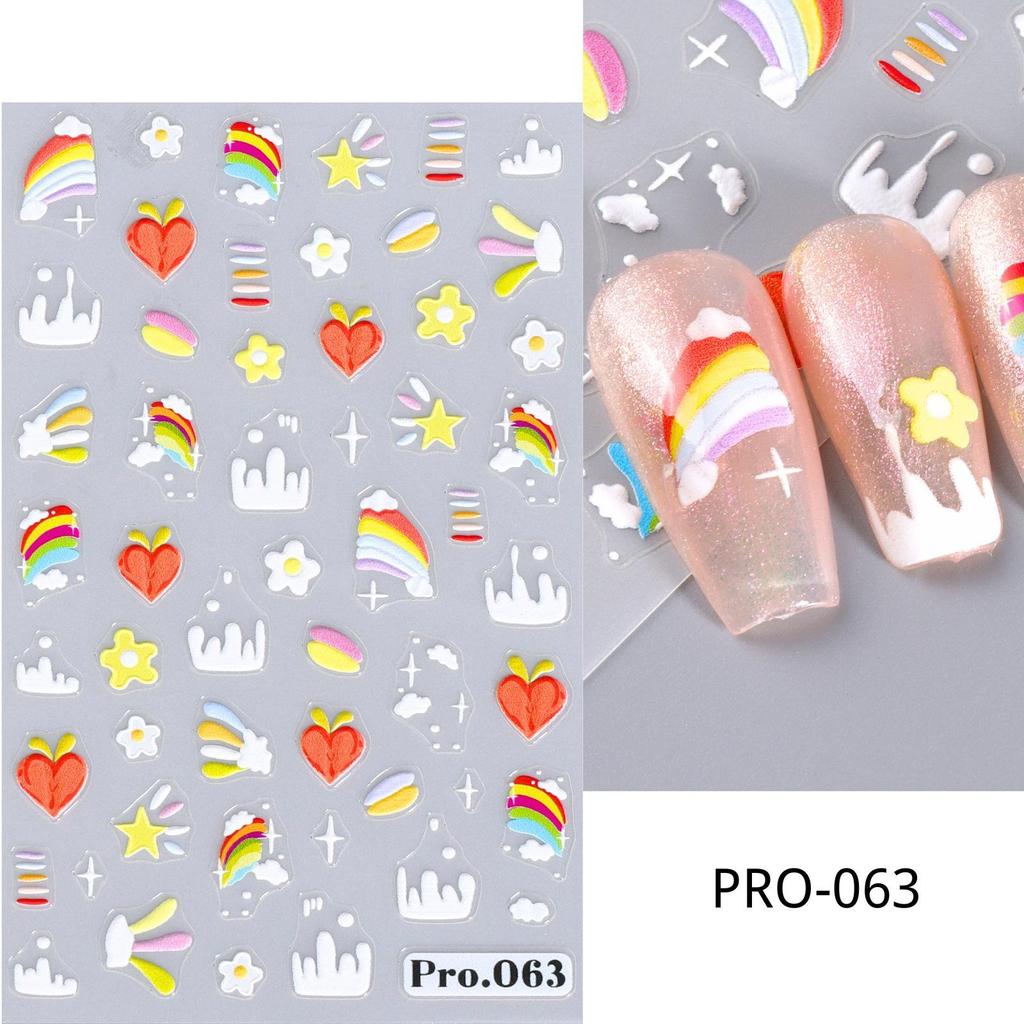 Winter 5D Nail Stickers White Snowflakes Flowers Geometric Lines Stars Adhesive Decals New Year Nail Art Charm Foils Decor LAPro
