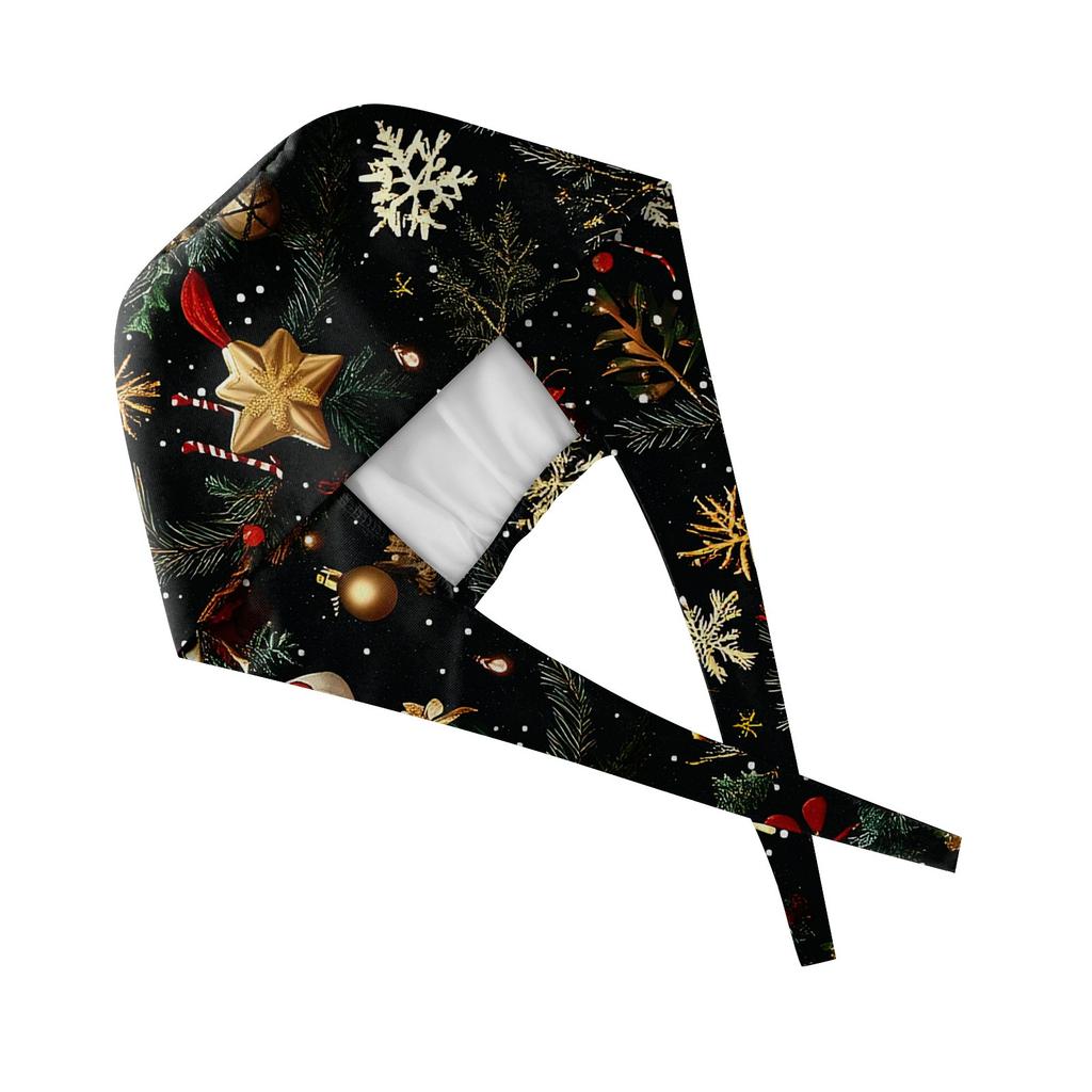 Festive Christmas-Themed Hair Scarf with Santa and Ornament Design Soft, Lightweight, and Fashionable