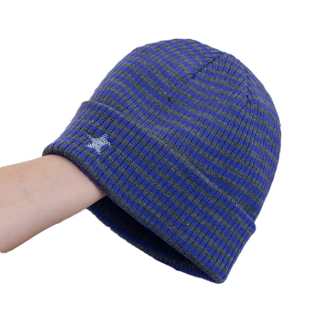 High-value striped stack hat women's autumn and winter warm new cold hat double-layer knitted wool hat