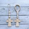 Cross Wood Bead Garlands with Tassels Decorative Birthday New Year Party Decor