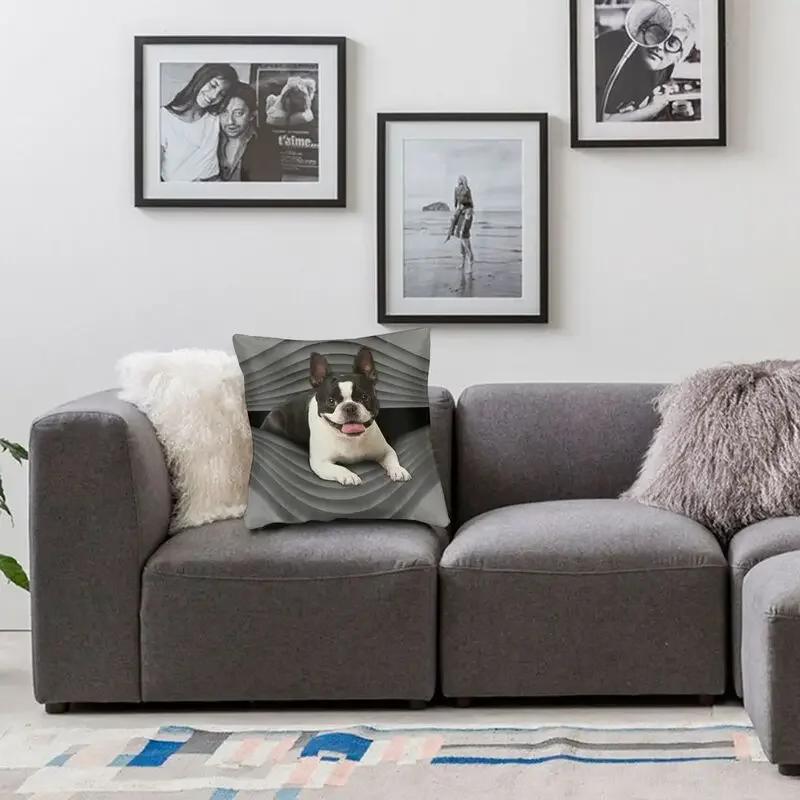 Boston Terrier Square Pillow Case Decoration Cute Puppy Cushion Cover Throw Pillow for Car Double-sided Printing