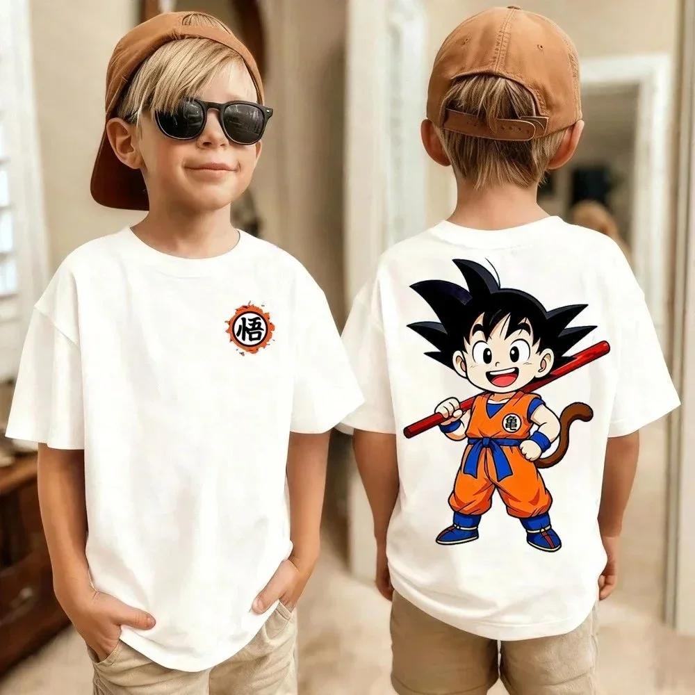 2026 Sommer Dragon Ball Print Kinder Goku Grafik Baumwoll-T-Shirt, Jungen Mädchen Harajuku Streetwear Anime Kinder Kurzarm-T-Shirt