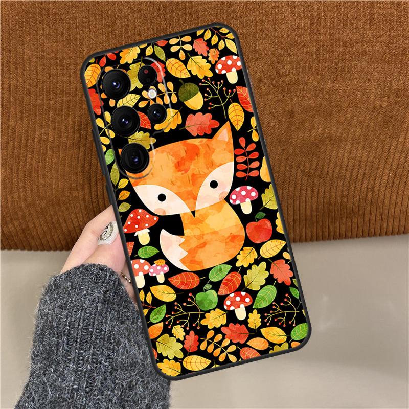 Autumn Leaves Fall Fox Phone Case For Samsung Galaxy S25 Ultra S9 S10 Plus S20 FE S21 S22 S23 S24 Ultra Back Cover