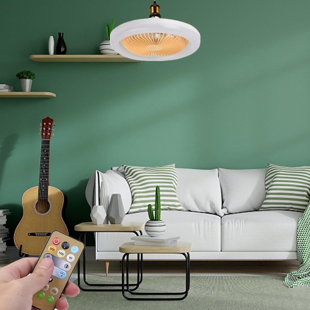 Ceiling Fans with Lighting 30W Dimmable Fan Lamp Modern Smart E27 Lamp Head Fan Light for Home Bedroom Living Room