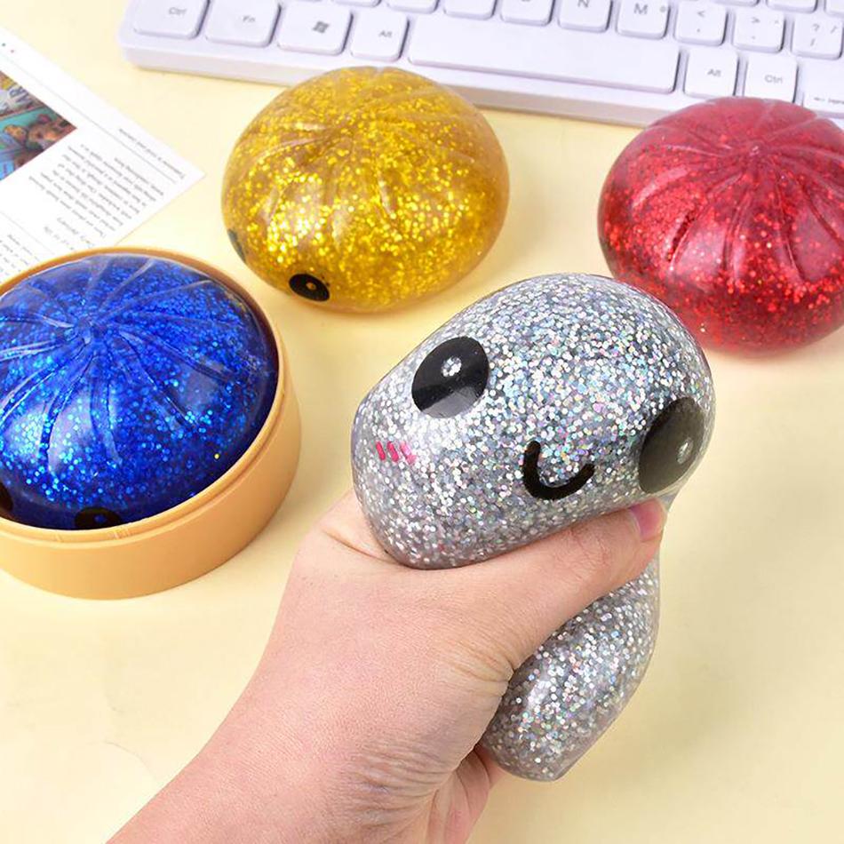 Giant Squishies Dumpling Bun Toy With Bamboo Steamer Soft Tpr Dough Ball Decompression Fidget Toy Funny Creative Gift