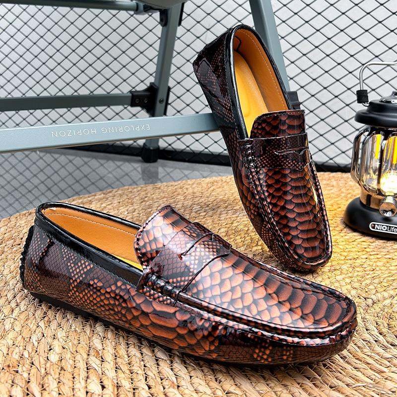 Herr Loafers Moccasins Färg Körskor Bekväma Plattor Casual Slip-ons Större Storlekar Pea Shoes för Män