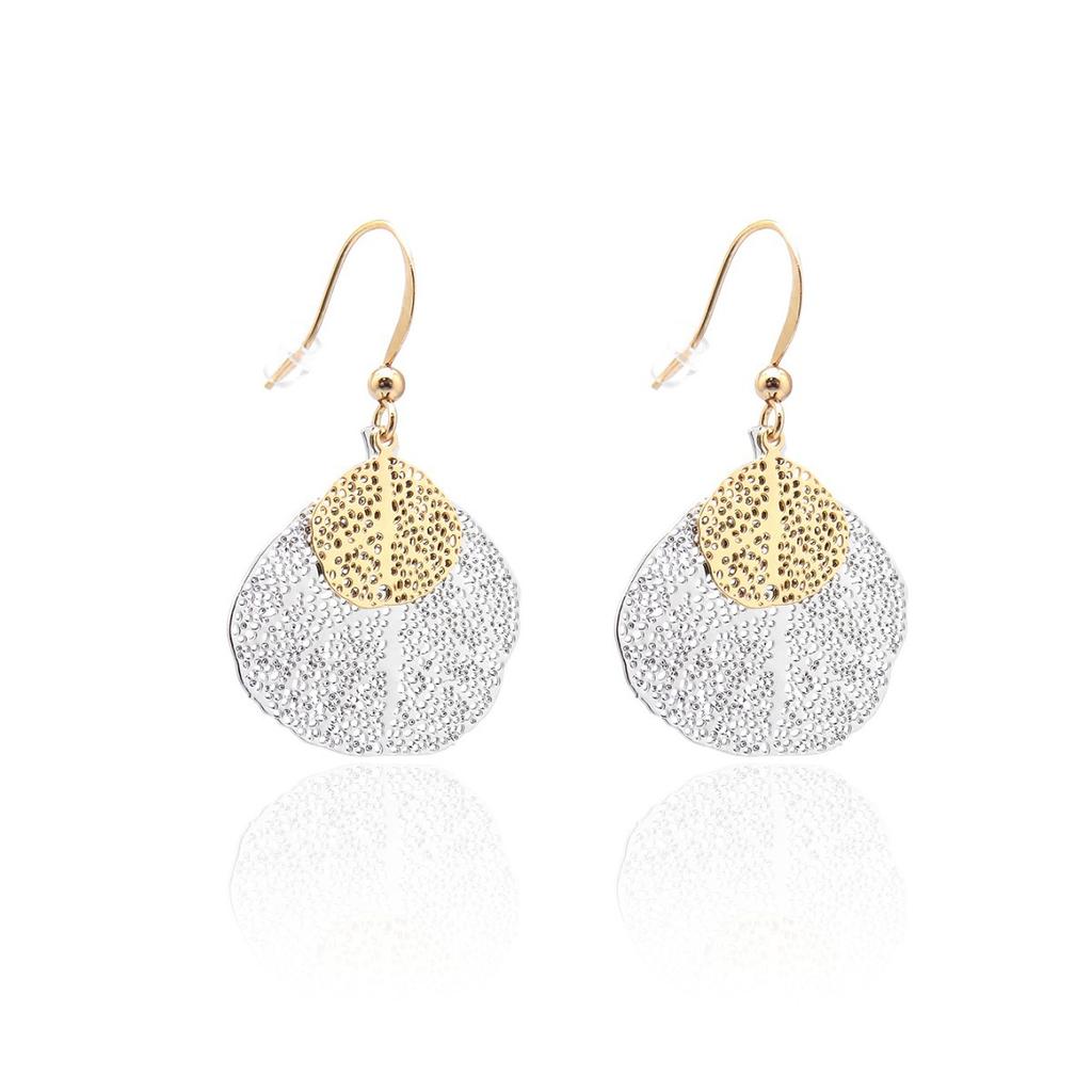 South Korea Dongdaemun Personalized Double Leaf Hollow Earrings Super Fairy Temperament Women's Stud Earrings Goddess High-end