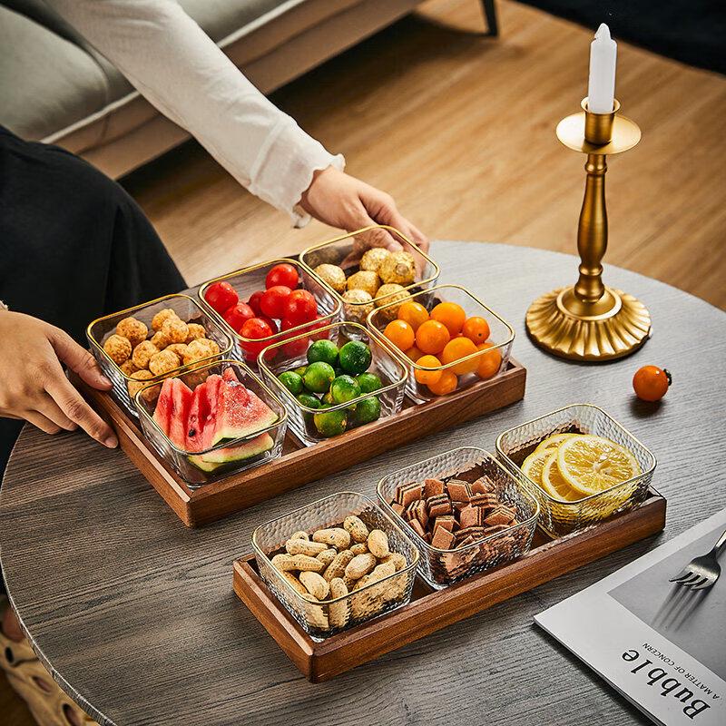 Walnut & Glass Fruit and Snack Plate