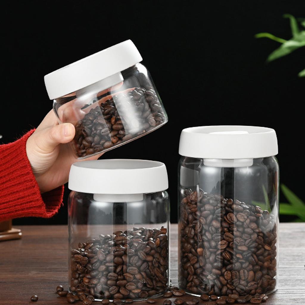 Portable Coffee Bean Container Leakproof Press Vacuum Seal Glass Jar For Travel Kitchen Storage