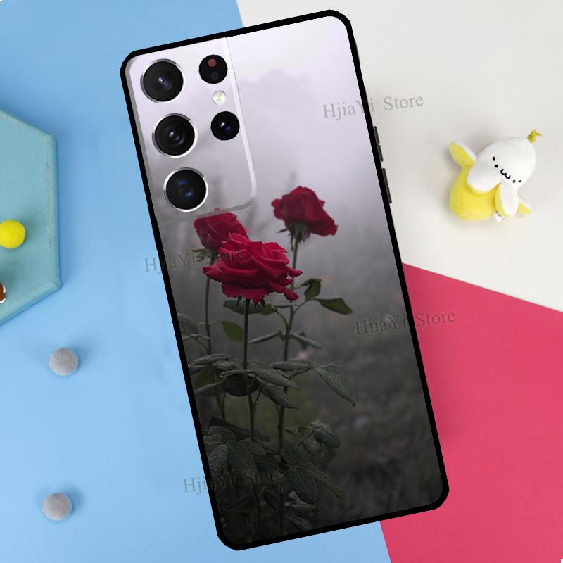 Red Rose Flower Phone Case For Samsung Galaxy S23 S22 Ultra Note 20 10 S8 S9 S10 Plus S20 FE S21 FE Cover