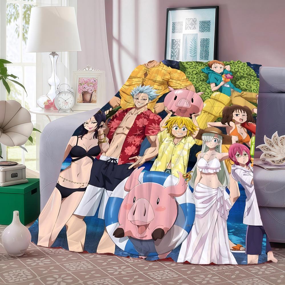 Anime T-The Seven Deadly Sins Throw Lightweight 240g Flannel Blanket Soft Skin-friendly for Summer Cooling