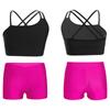 Kids Girls 2 Piece Dance Outfits Crop Top with Shorts Active Set Gymnastics Dancewear Swimwear
