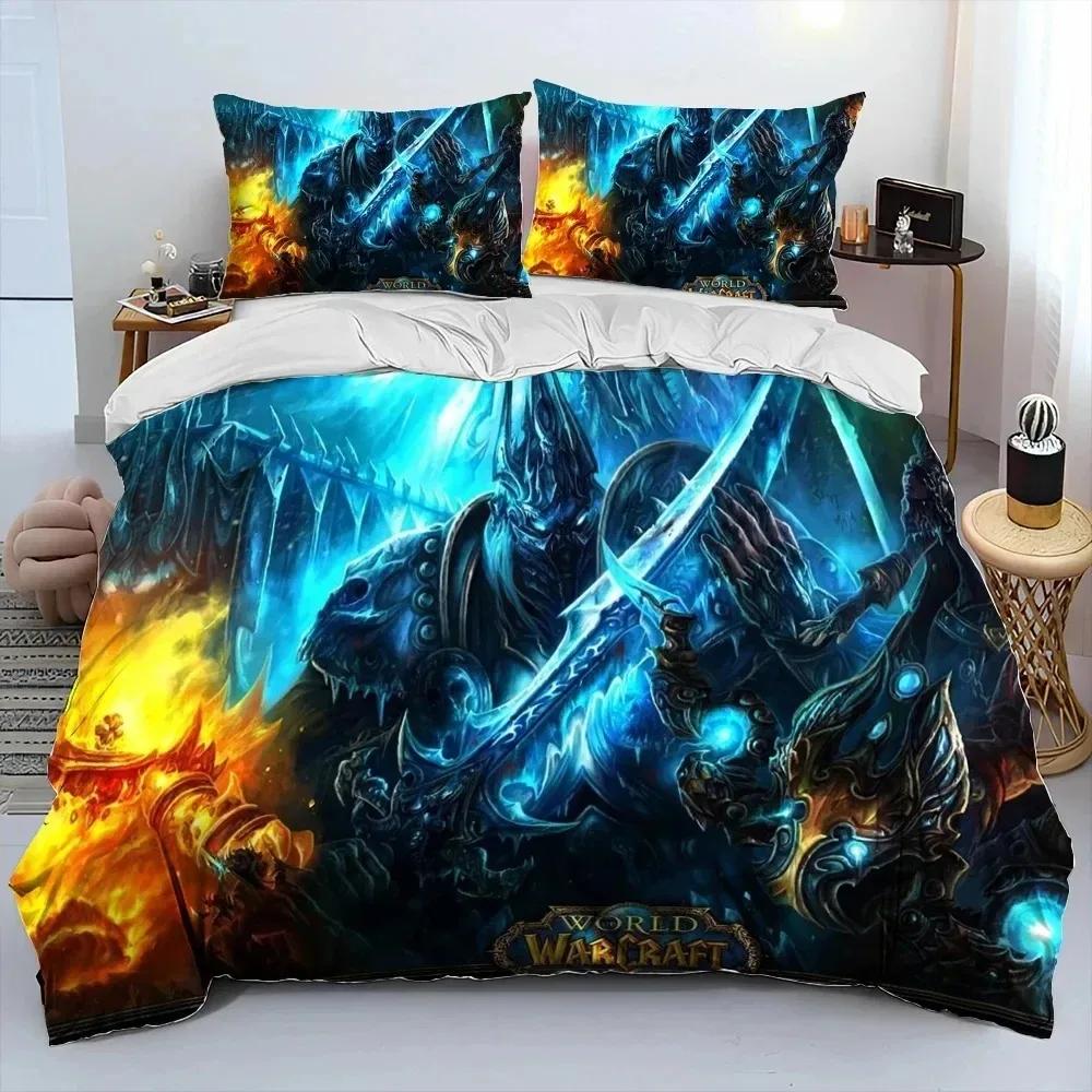Joc de imprimare 3D World Warcraft WOW Set de lenjerie de pat Husă de pilotă Set de pat Husă de pilota Față de pernă Consolator King Queen Size Băieți Adult