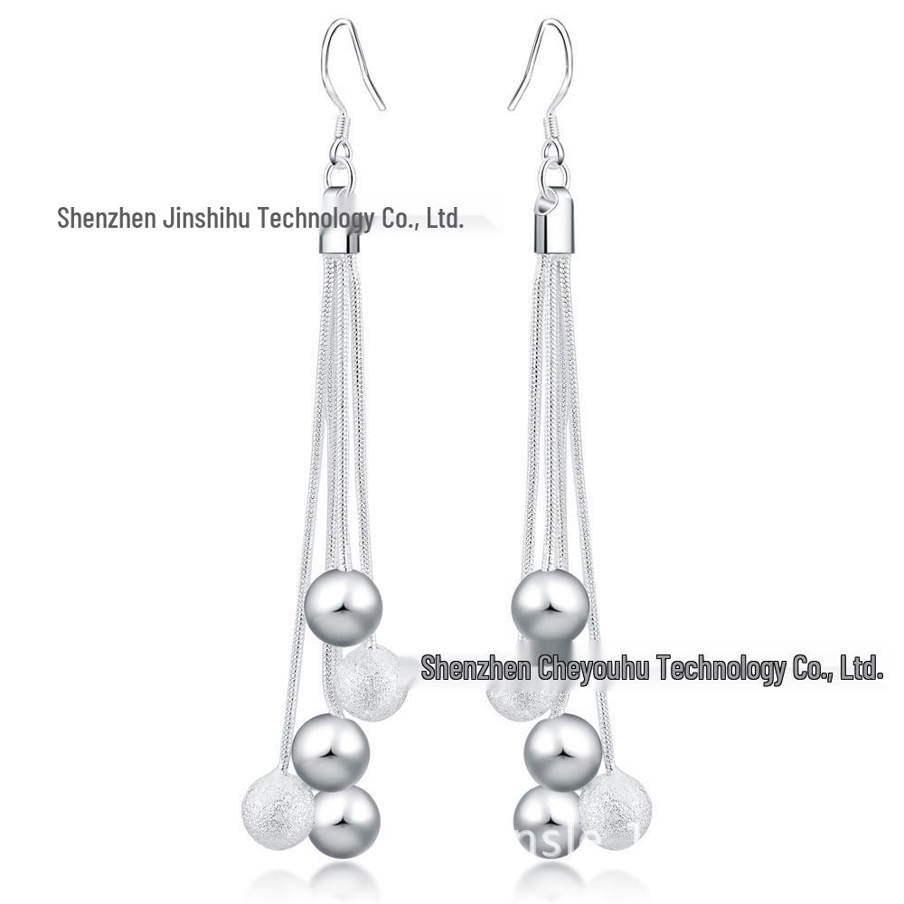 

Серебряные серьги-кисточки с пятью рядами бусин - Европейский и американский ретро-стиль