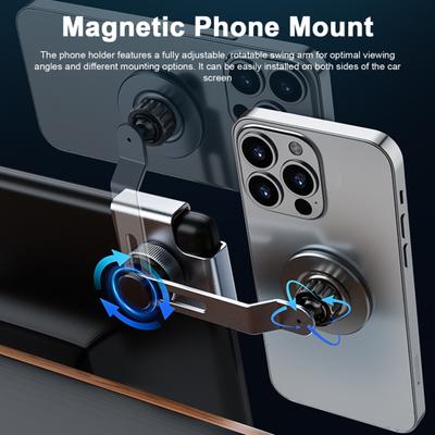 Soporte magnético para teléfono móvil, soporte magnético para teléfono móvil, ángulo de alta estabilidad ajustable, fácil de instalar