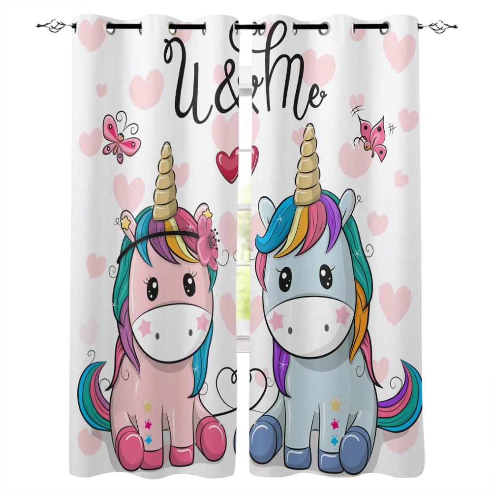 Cartoon Einhorn Niedliche Fenstervorhänge Vorhänge für Wohnzimmer Dekorative Artikel Wohnzimmer
