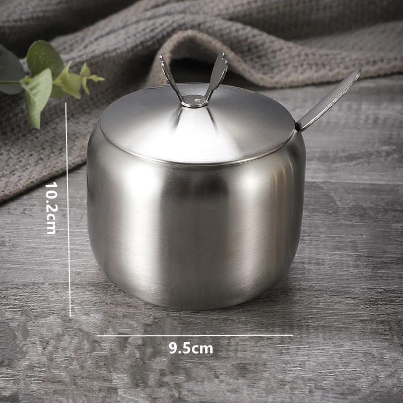 Stainless Steel Seasoning Jar Gold Silver Sugar Bowl With Lid Chili Oil Salt Pepper Jar Seasoning Bottle Box Kitchen Tool