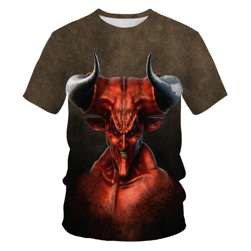 Round Neck 3D Character Pattern Print T-shirts Casual Short Sleeved Men's T-shirts - Soft Medium Stretch Polyester Fabric Summer Relaxed Fit Clothing