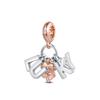 Charms Copper Luky Letter Two-Color Pendants Fit Charms Plata Original Bracelet Beads Women Jewellery Making Diy