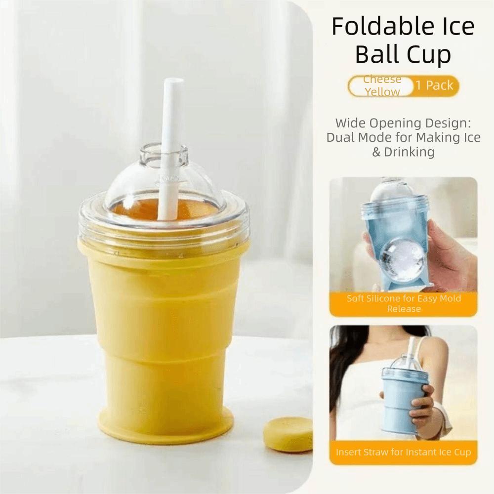 Easy To Demold Folding Ice Mold Cup with Straw Ice Kettle Silicone Collapsible Mug  Office