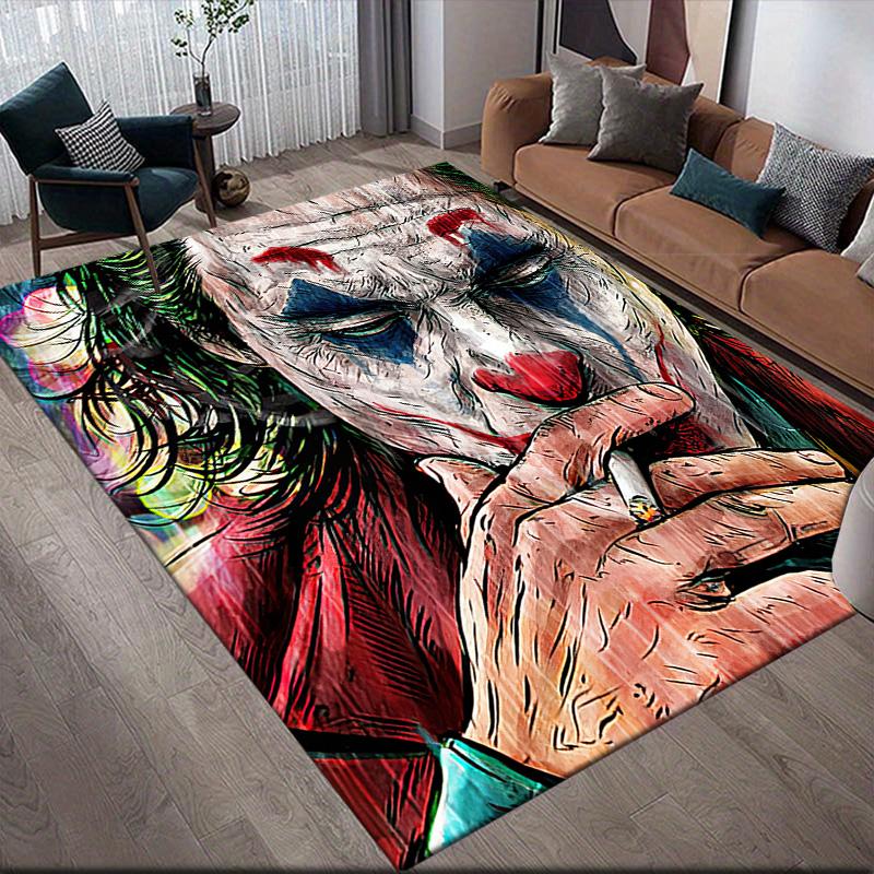 Artistic Clown Anti-Slip Floor Mat, Rectangular Carpet for Living Room & Bedroom