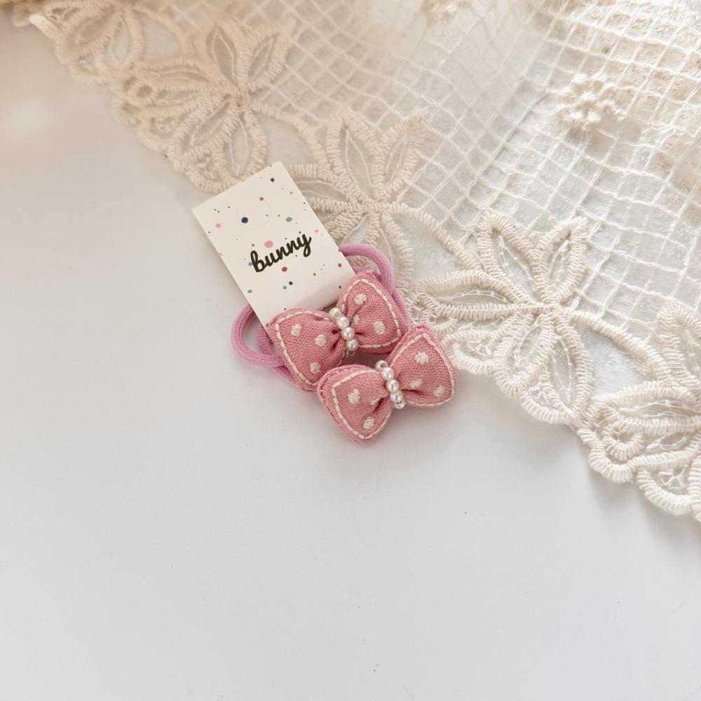 2pcs/set Cartoon Cute Hair Rope Ties Elastic Hair Bands Bowknot Girls Ponytail Holder Rubber Band Kids Hair Accessories Headwear