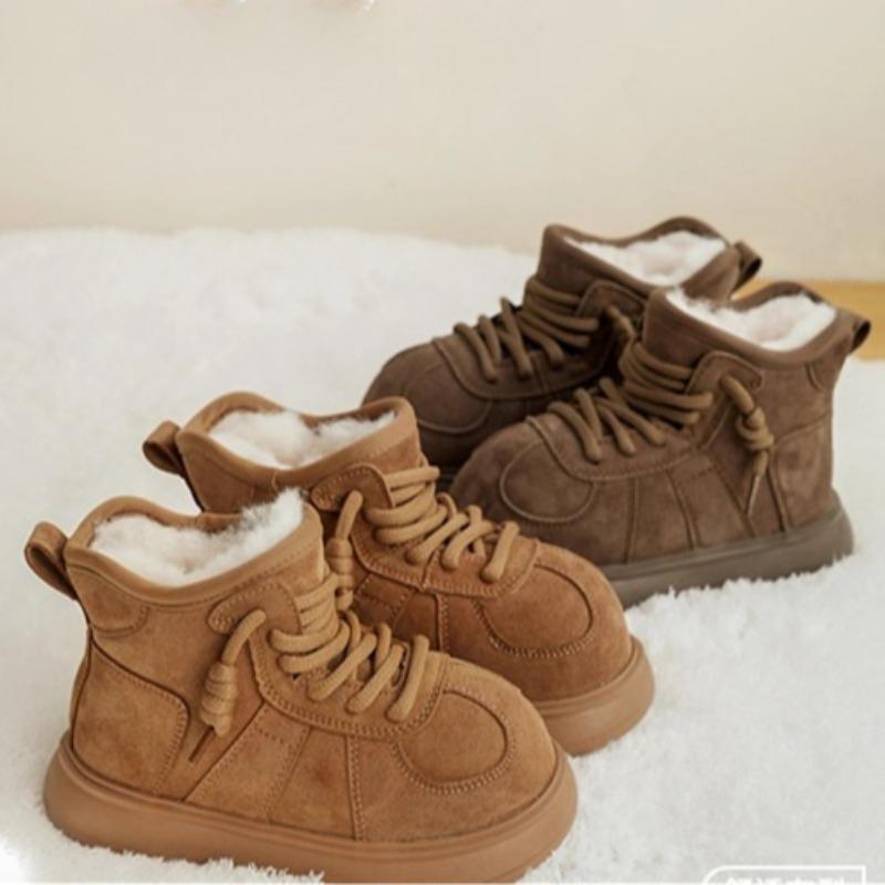Winter Warm Snow Boots for Girls Thickened Fleece Lining Plush Cotton Shoes Children's Fleece-lined Cotton Boots Boys' Non-slip Soft-soled Loafers