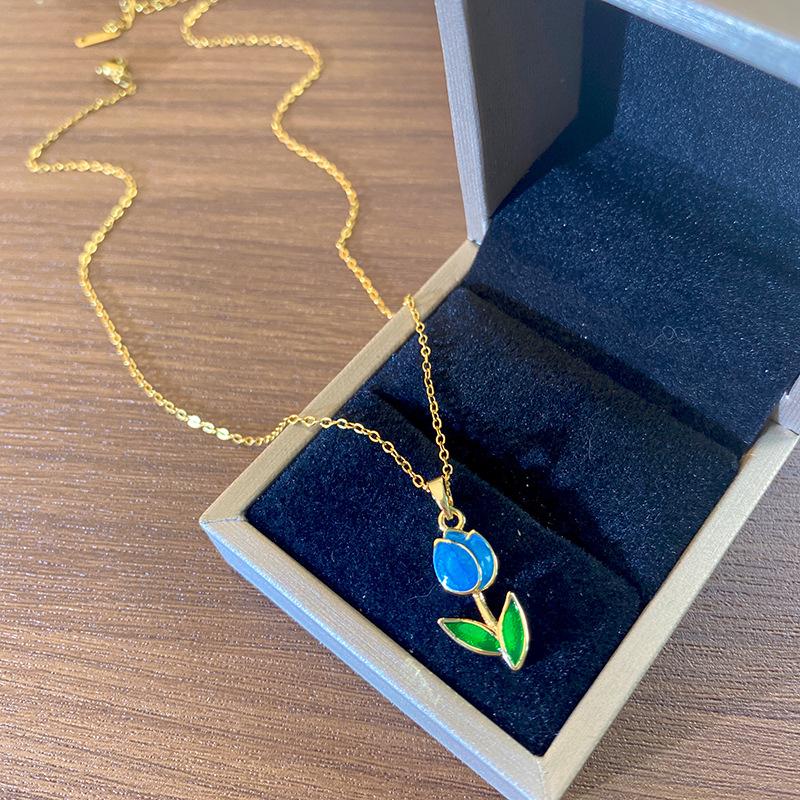 Light Luxury Full Diamond Inlaid Zircon Titanium Steel Clavicle Chain Fairy Versatile Delicate Necklace Gift for Girlfriend
