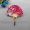 Shell Fan No Burr Non-breakable Festival Gift with Tassel Decorative Vintage Style Floral Print Kimono Japanese Style Hand Fan Home Supply