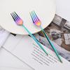 Rainbow Color 24Pcs Dinnerware Stainless Steel Cutlery Set for 6 People Knife Fork Spoon Western Tableware Silverware Set for Home Wedding