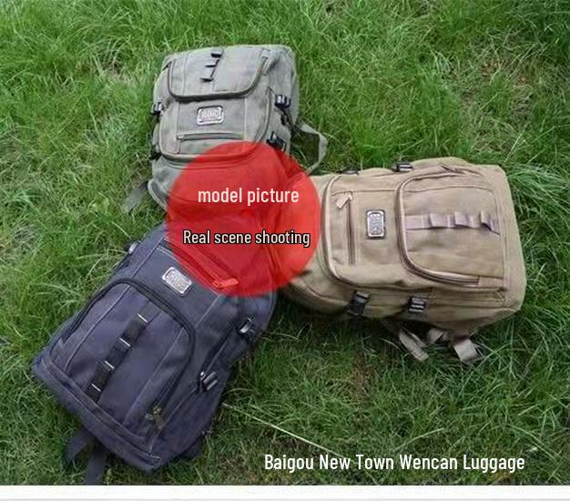 Rucsac retro durabil din pânză pentru bărbați și femei - timp liber în aer liber și utilizare la școală