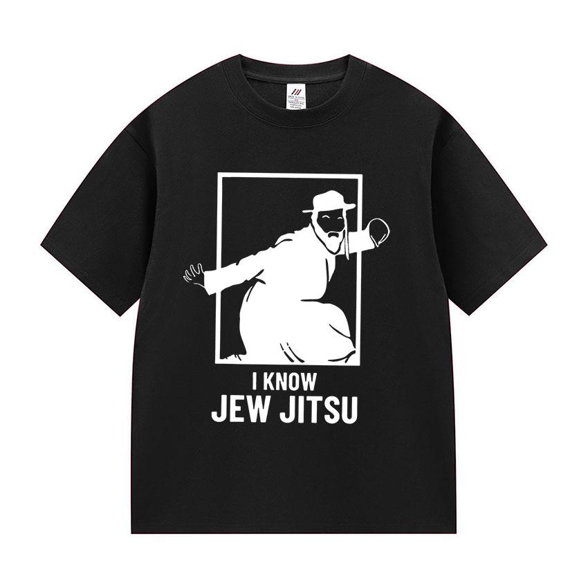 Jew-Jitsu Jewish Judo Karate Funny Meme Print T Shirt Men's Clothing Vintage Oversized T Shirts Fashion High Quality Cotton Tees