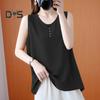 Women Vest O-Neck Sleeveless Solid Color Tank Tops Loose Fit Breathable Casual Vest Holidays Parties Daily Wear
