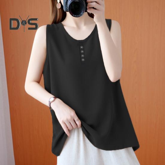 Women Vest O-Neck Sleeveless Solid Color Tank Tops Loose Fit Breathable Casual Vest Holidays Parties Daily Wear