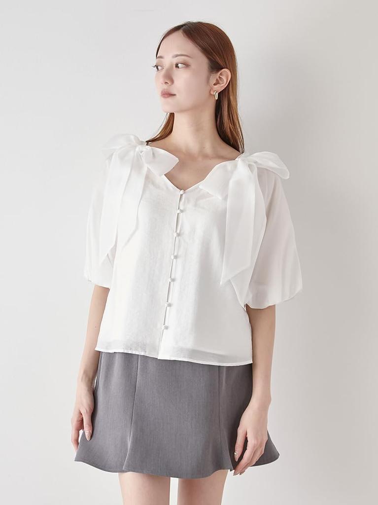 Snidel Ribbon Puff Blouse SWFB251205 White Women's