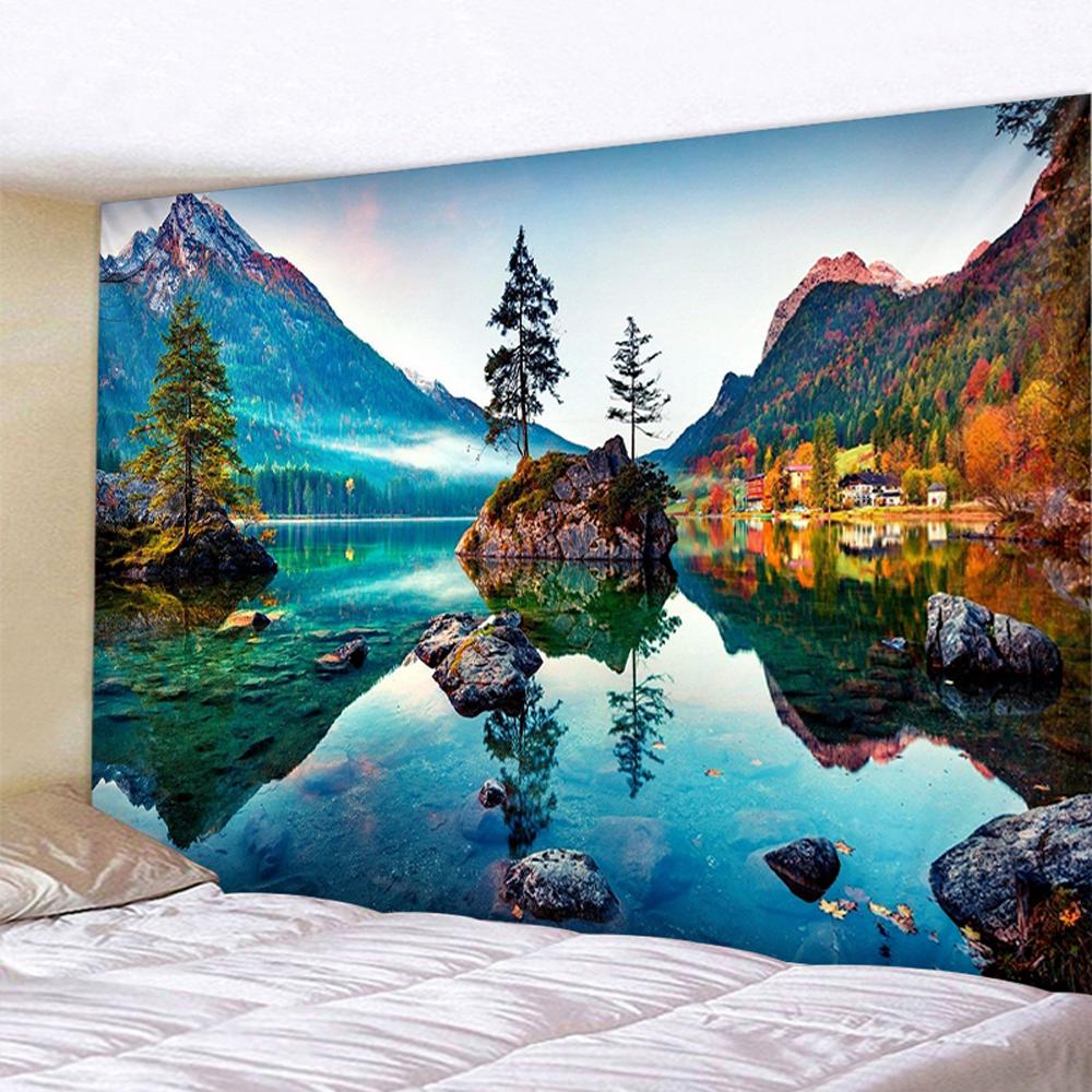 Krásná pláž Přírodní scenérie Tisk vzoru Gobelín Domácí ložnice Obývací pokoj Nástěnná dekorace Pozadí Látková gobelín