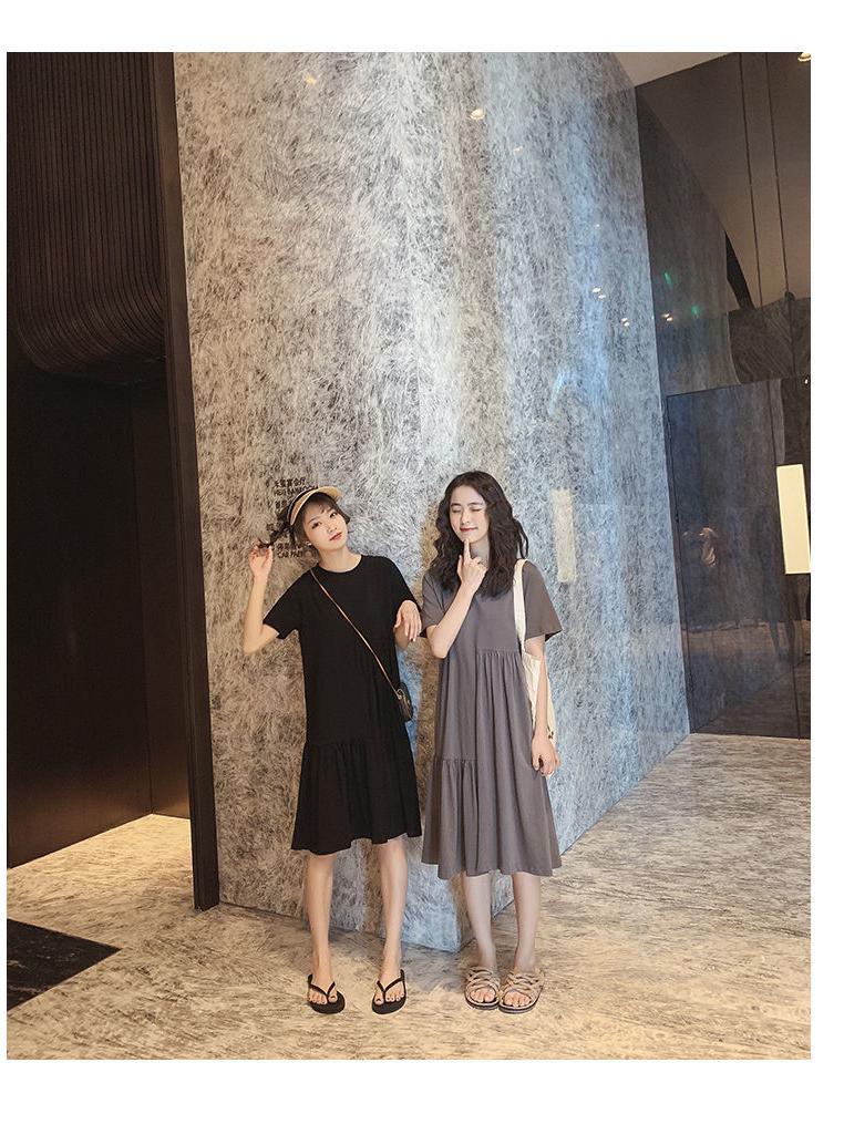 Trendy Maternity Summer Dress: Loose, Irregular Mid-Length, Short Sleeve