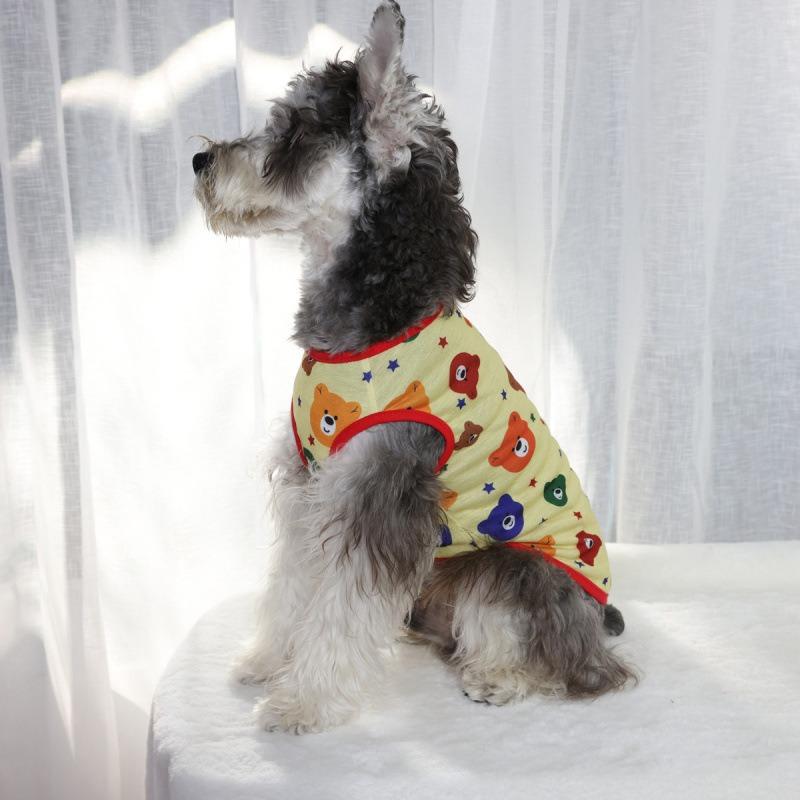 

Pet clothing dog cat vest bear print cute breathable new clothes summer clothing thin small medium dog 2XL білий