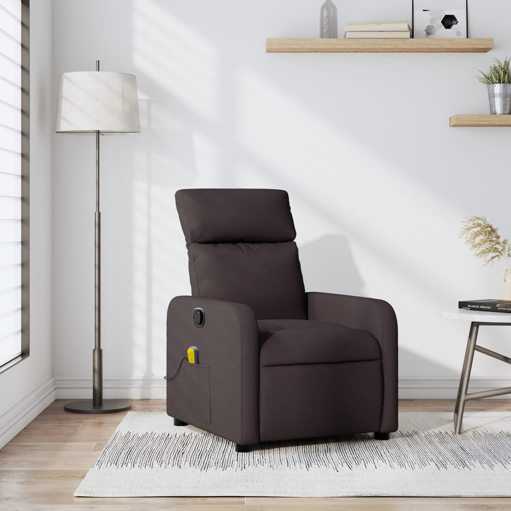Vidaxl Reclining Massage Chair, Dark Brown, Fabric Upholstered