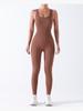 Seamless Ribbed Knit Jumpsuit with Chest Pad for Yoga and Fitness