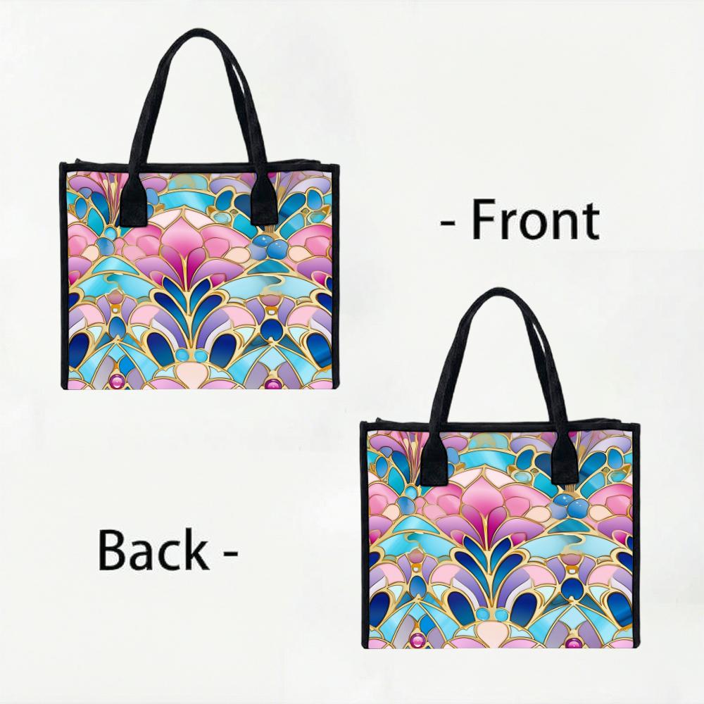 Fashion Stained Glass Pattern Tote Bag Daily Use Handbag for Women Casual Totes