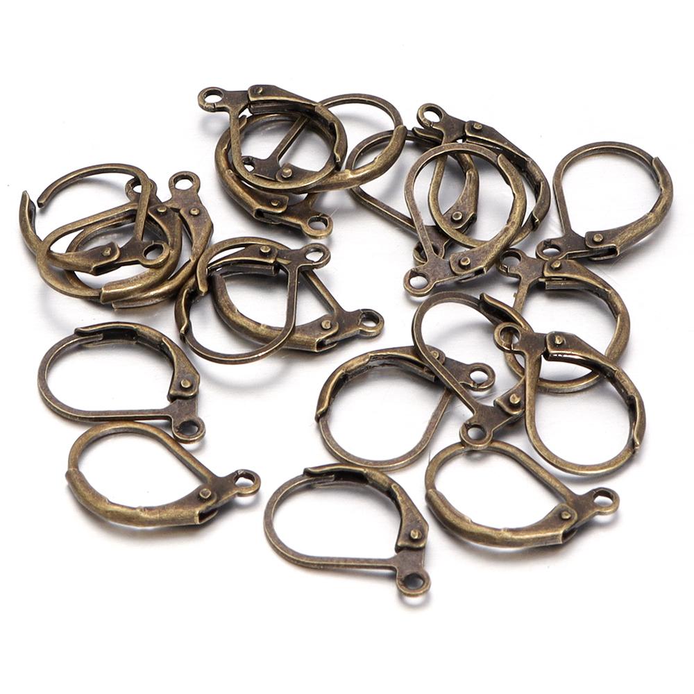 50pcs/lot D Shape Earring Hooks French Lever Back Earwire Alloy Earrings Clasps For Jewelry Making Findings DIY Accessories