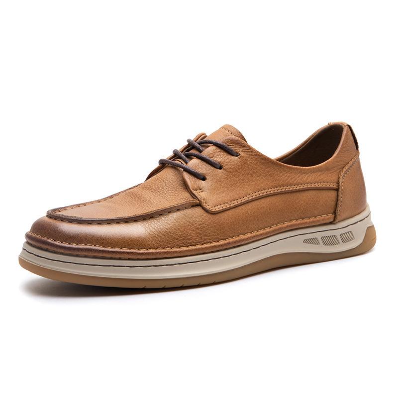 Casual Sports Business Leather Shoes Men'S Leather Breathable Lazy Lace-Up High-End Heightening Men'S Shoes British Board Shoes