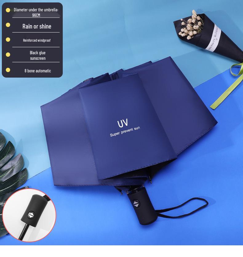 Large Reinforced Automatic Umbrella for Men & Women - Ideal for Sun & Rain with UV Protection