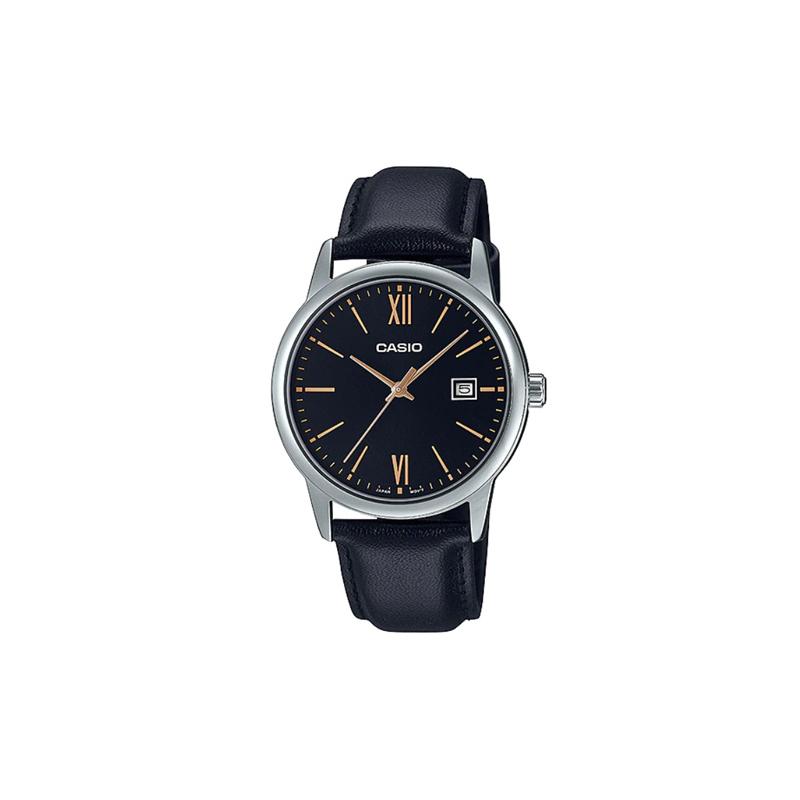

Casio STANDARD series simple complex small round watch ancient business casual fashion quartz movement leather strap Japanese and Korean MTP-V002L-1B3 чёрный